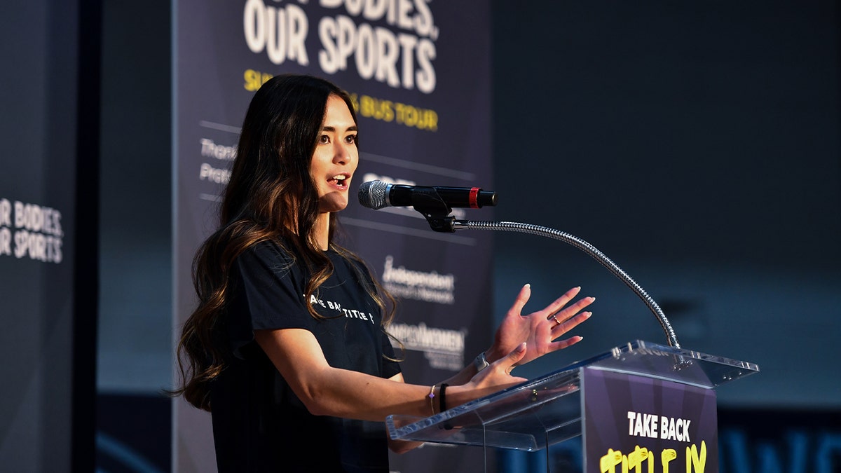 Paula Scanlan shares her story as a swimmer at UPenn competing against teammate Lia Thomas, the first transgender D-1 athlete to win a title. The Take Back Title IX bus tour made its first stop in Scranton, Pennsylvania, rallying against the participation of trans athletes in women's sports.