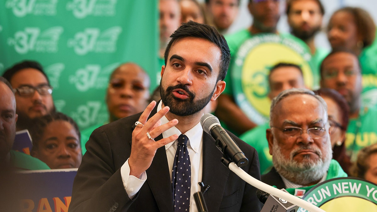Mamdani speaks at a campaign event