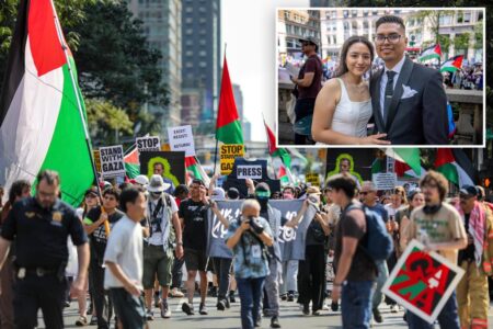 Couple gets married in midst of wild anti-Israel protest in NYC: ‘Nothing can stop love’