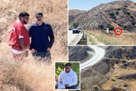 Dad accused of murdering baby Emmanuel Haro seen in chilling photos helping cops search for his remains