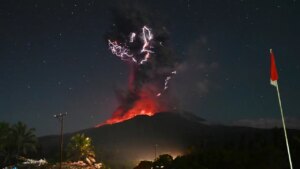 Stunning photos capture moment one of Indonesia’s most active volcanoes erupts