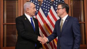 Johnson dines with Netanyahu in landmark visit, highest US official to visit occupied West Bank