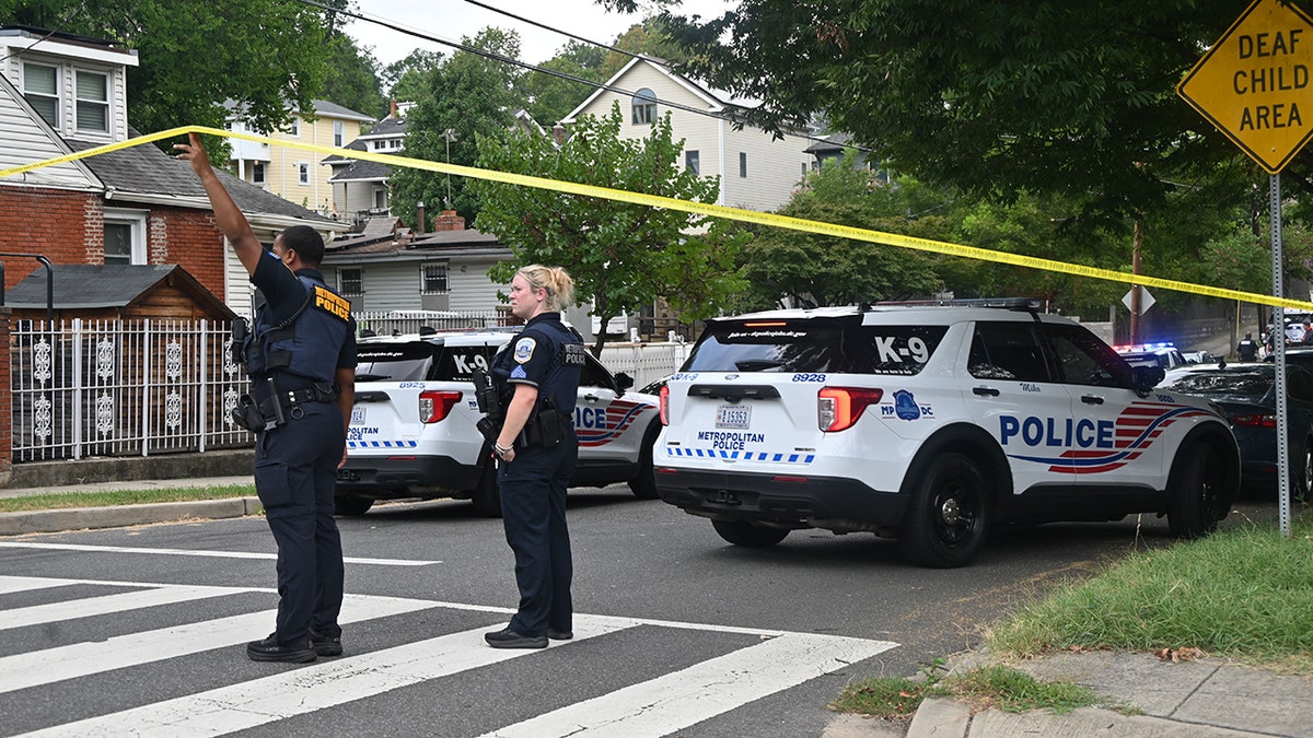 Police investigate a shooting in Washington DC
