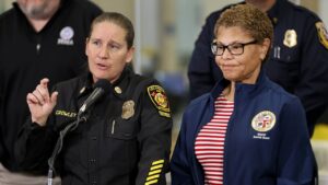 Ex-LA fire chief lodges claim against city, accusing mayor Karen Bass of ‘smear campaign’