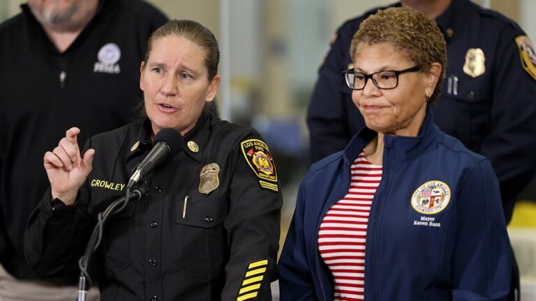 Ex-LA fire chief lodges claim against city, accusing mayor Karen Bass of ‘smear campaign’