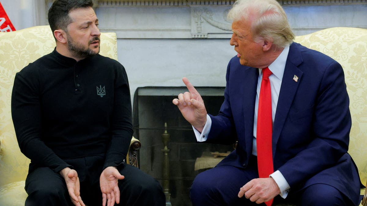 Zelenskyy at the White House speaking with President Trump