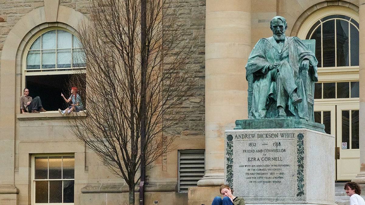 Cornell campus statue