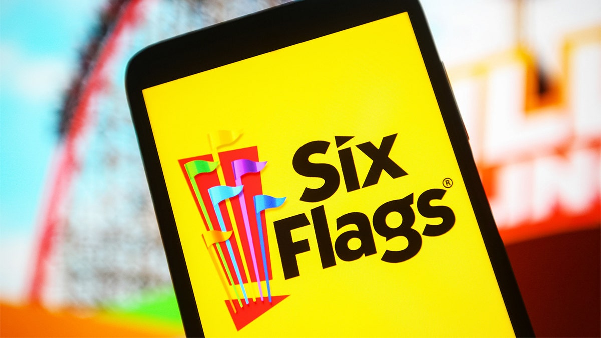 Six Flags logo on a phone