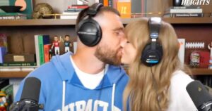 Taylor Swift Kisses Travis Kelce on ‘New Heights’ After PDA-Filled Interview