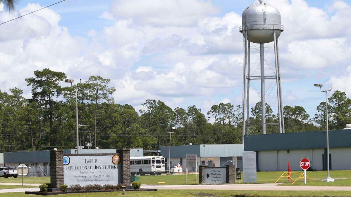 A sign at the entrance to the Baker Correctional Institution, Sanderson, Florida
