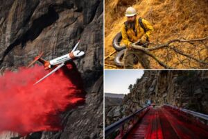 Firefighters fight Calif. blaze as thunderstorms threatens new ignitions