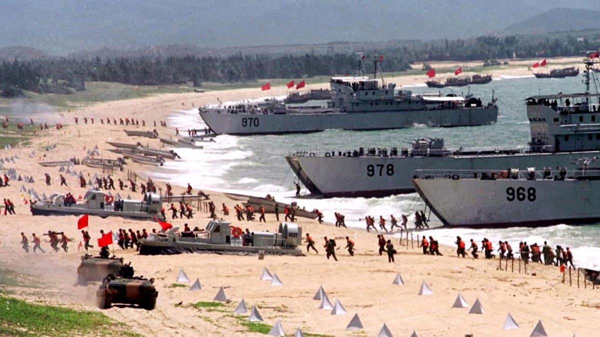 China's military simulates beach invasion