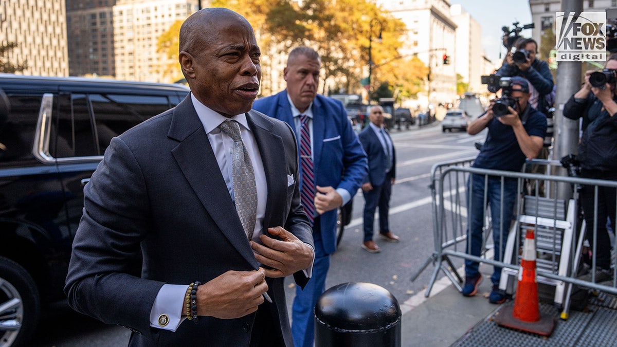 New York City Mayor Eric Adams arrives at Thurgood Marshall United States Courthouse in New York City