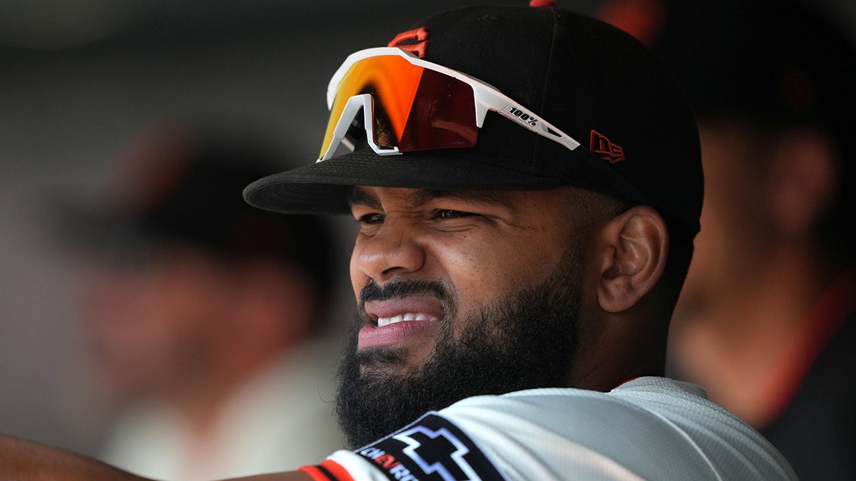 Heliot Ramos looks on
