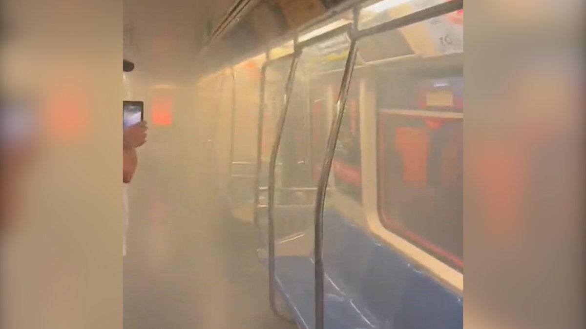 smoke fills subway train car