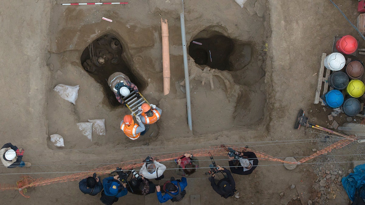 Aerial shot of excavators at site