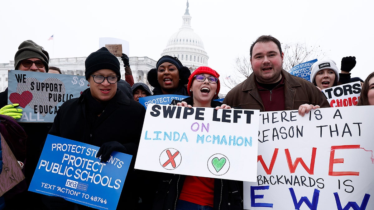 Education activists protesting
