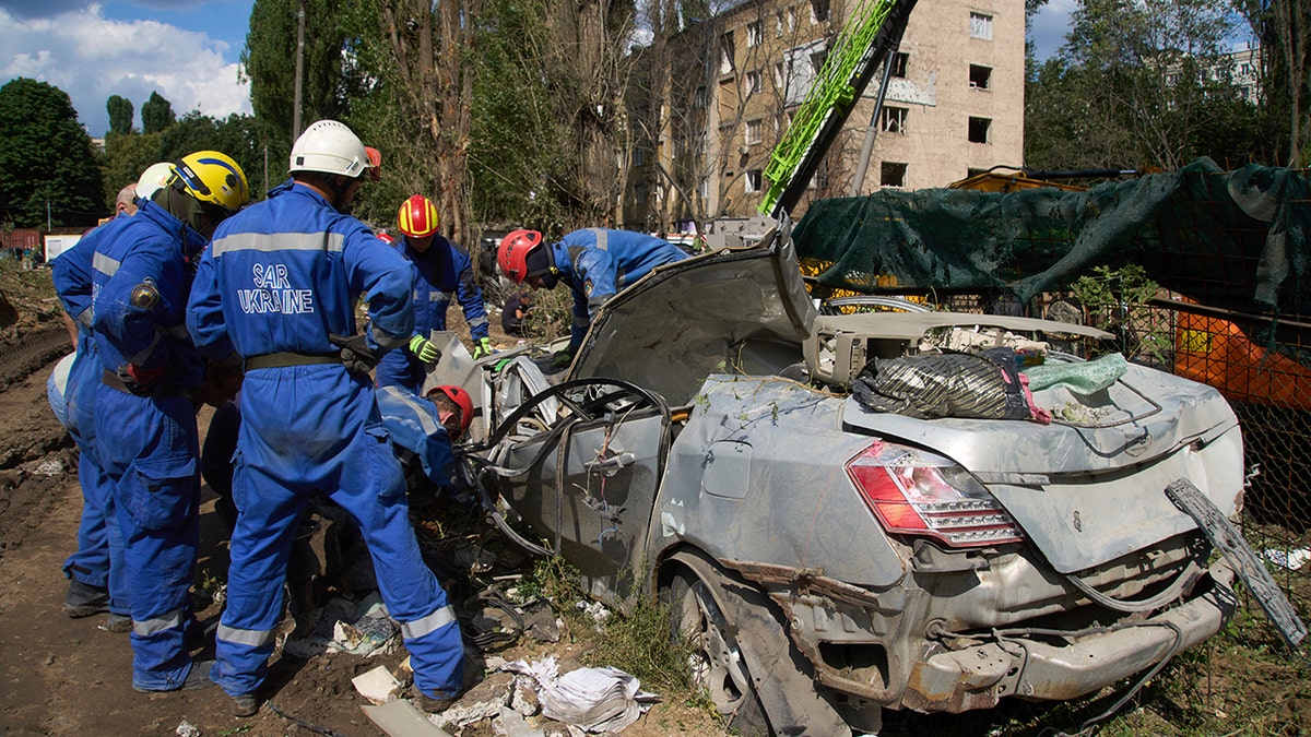 Aftermath of a Russian airstrike on Kyiv