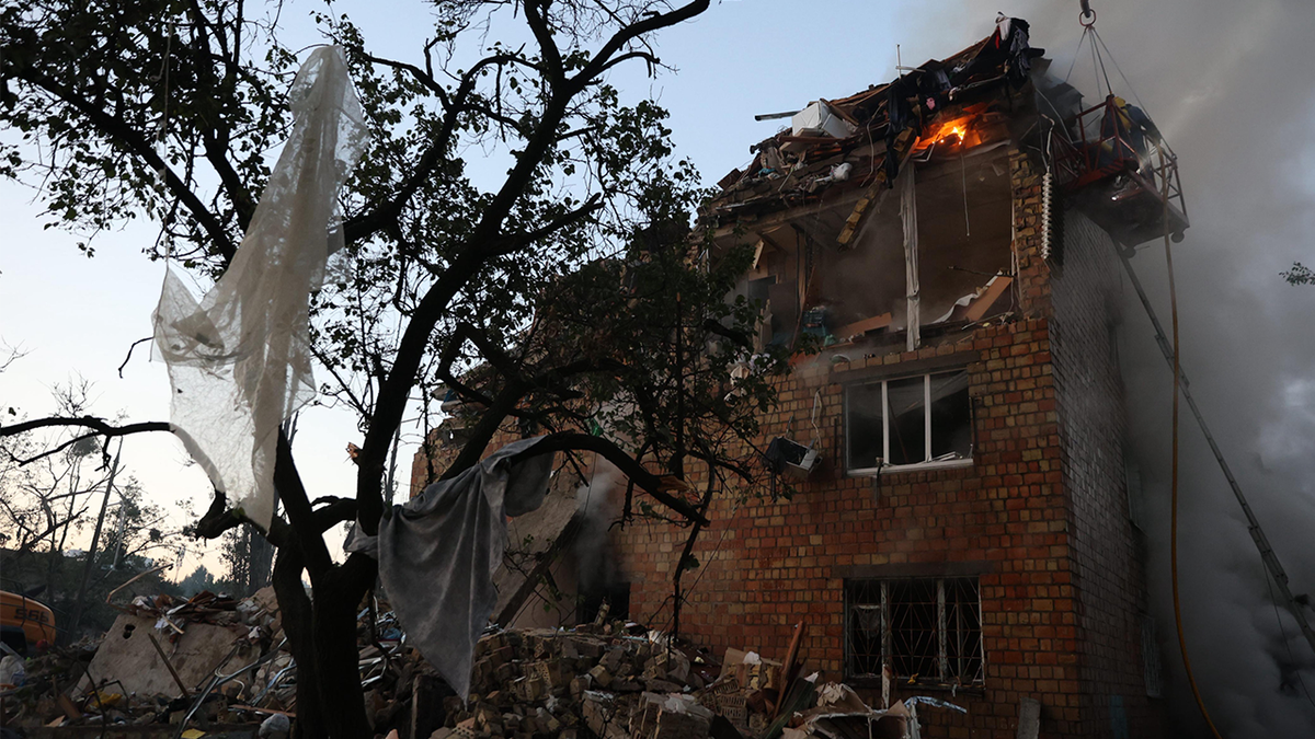 Damaged building in Kyiv