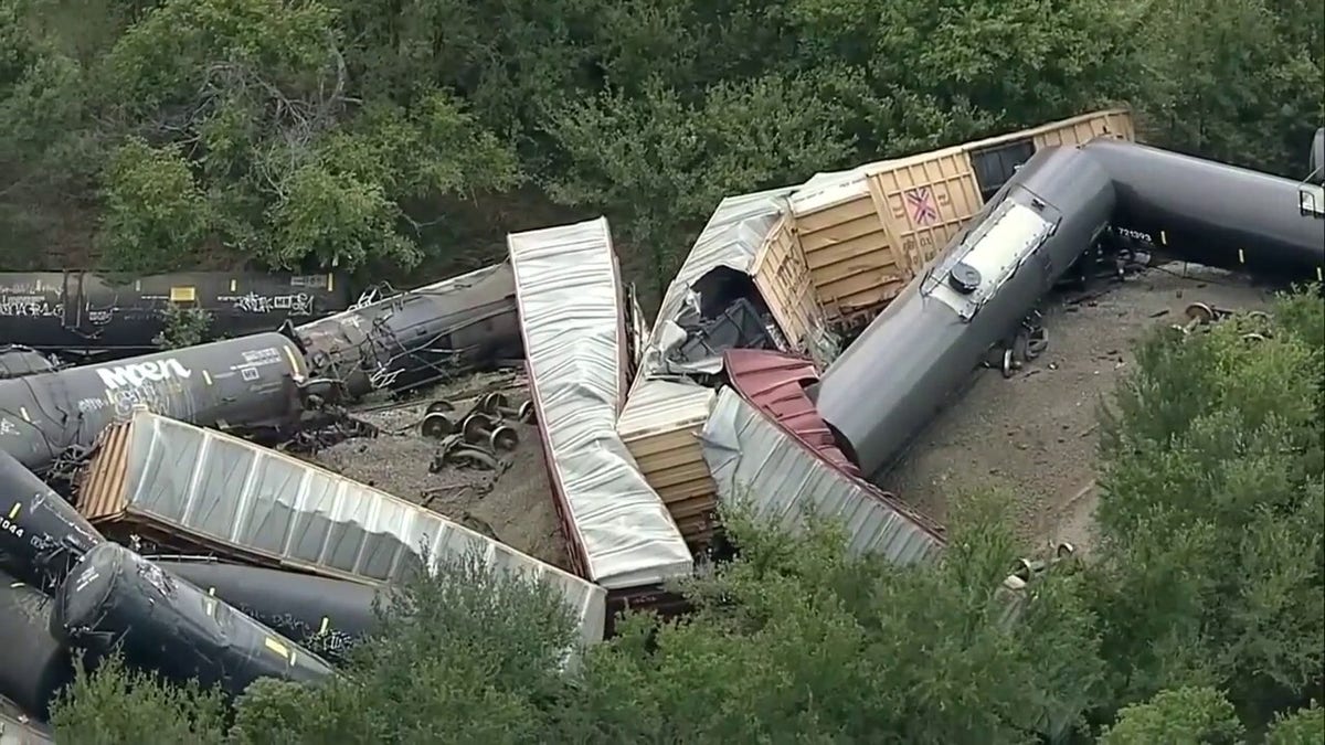 Train derails outside of Gordon, Texas on Aug. 12, 2025