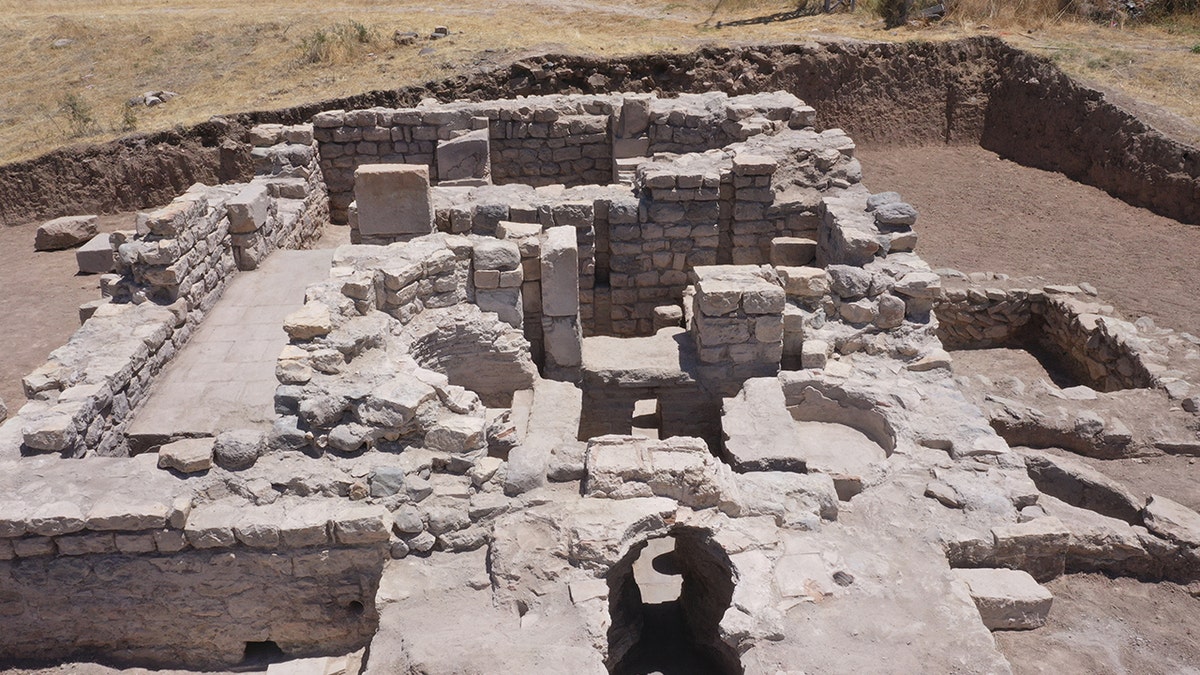 Close-up shot of ancient stones in bathhouse structure