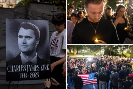 Vigil for Charlie Kirk draws flag-waving crowd in Manhattan as mourners gather for remembrance