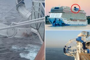 Shocking TikTok shows cruise passenger trapped inside water slide over roaring ocean