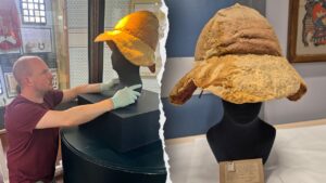 ‘Remarkable’ ancient sun hat, possibly worn by Roman soldier, unveiled for first time