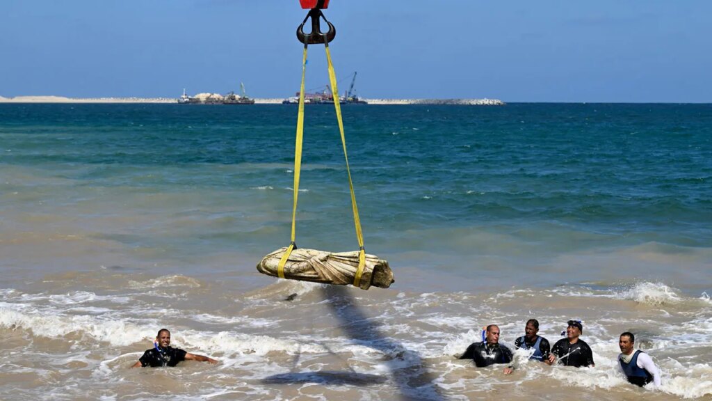 Ancient Egyptian party-town building and relics pulled out in ocean discovery
