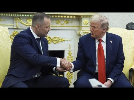 Trump makes imprecise claims about NATO allies’ defence spending in Nawrocki meeting