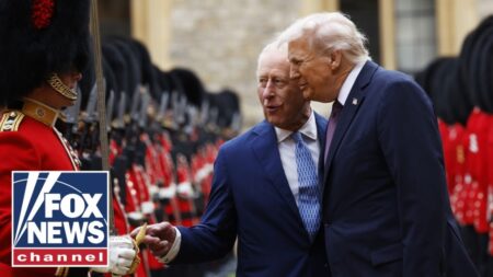 Trump and Melania participate in a state dinner with King Charles