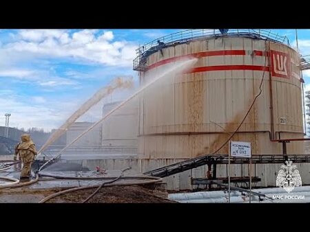 Ukraine strikes one of Russia’s top oil refineries, causing explosions and sparking fire