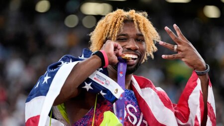American Noah Lyles wins fourth World Championship 200m title to match Usain Bolt’s historic record
