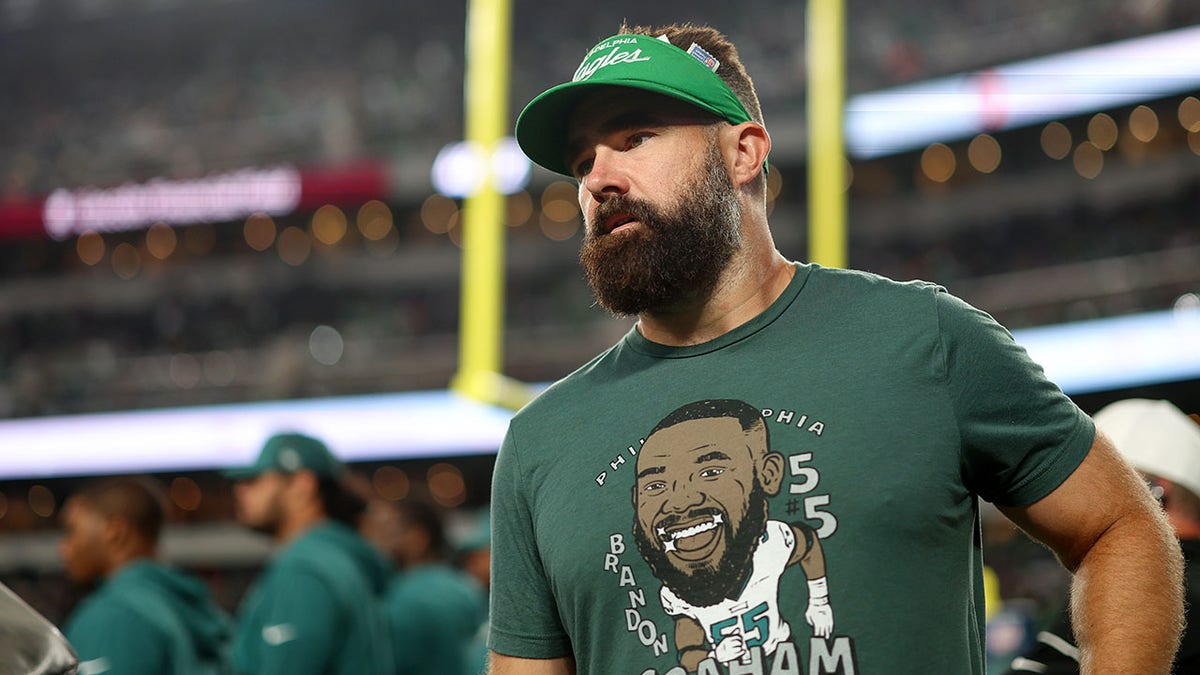 Jason Kelce looks on