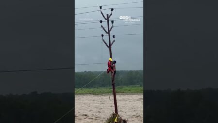 Man saved after clinging to pole for hours amid flooding in India