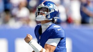 Giants’ Jaxson Dart joins Tim Tebow with rare statistical feat in first start