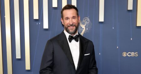 Noah Wyle Wears One-of-a-Kind Tuxedo That Was Custom Made by Scrubs Brand at the 2025 Emmy Awards