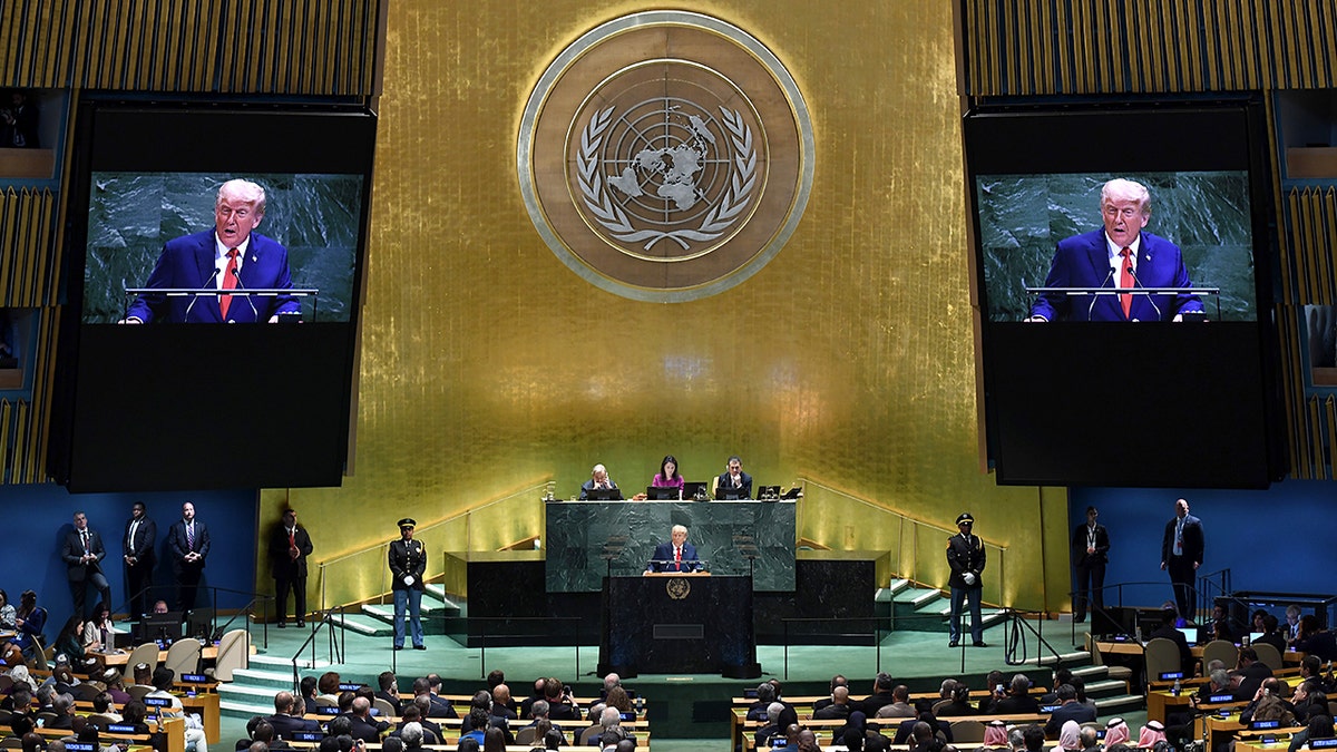 Donald Trump speaking at the UN