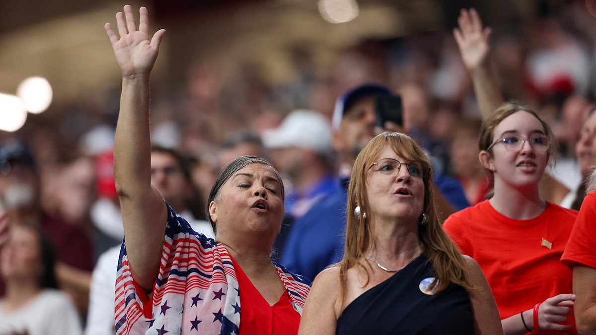 Attendees at Charlie Kirk memorial service at State Farm Stadium, Glendale, Arizona.