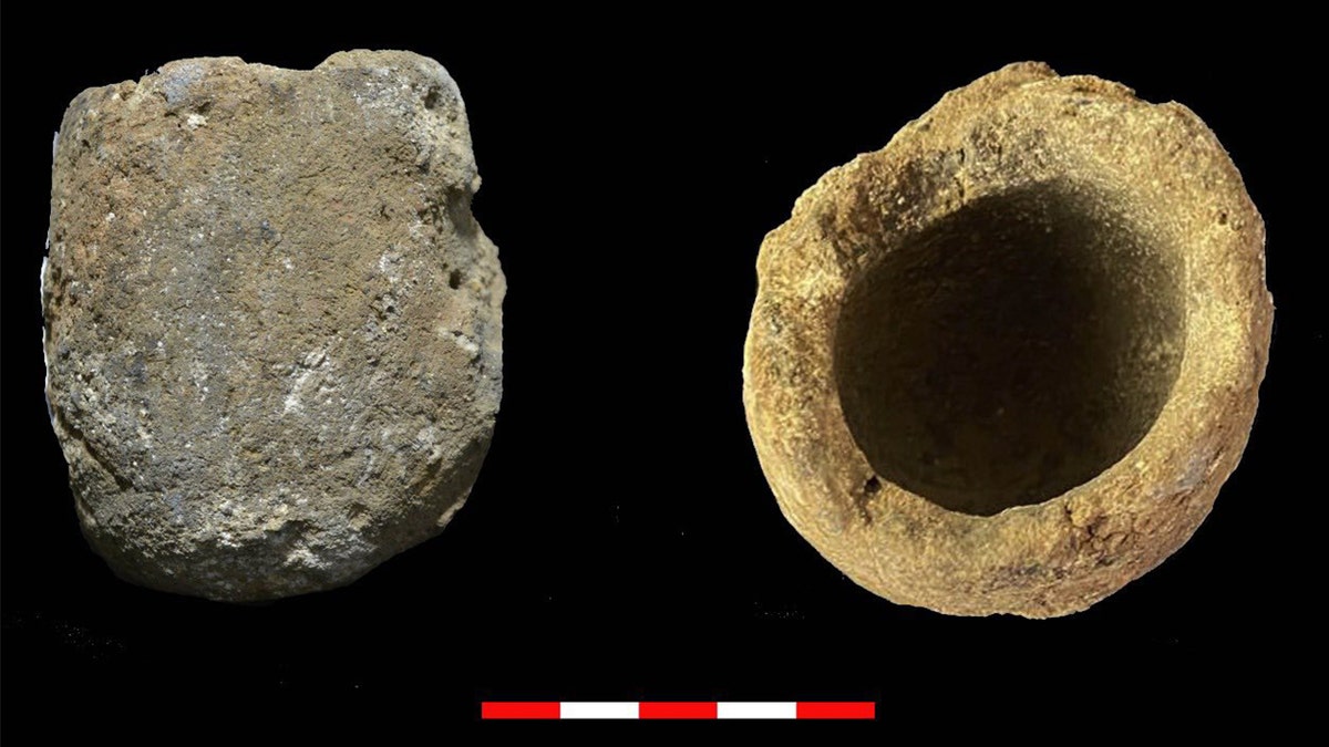 Ceramic crucibles or tuyère heads found at archaeology site