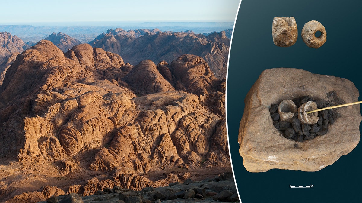 Charcoal discovery next to view of Mt Sinai