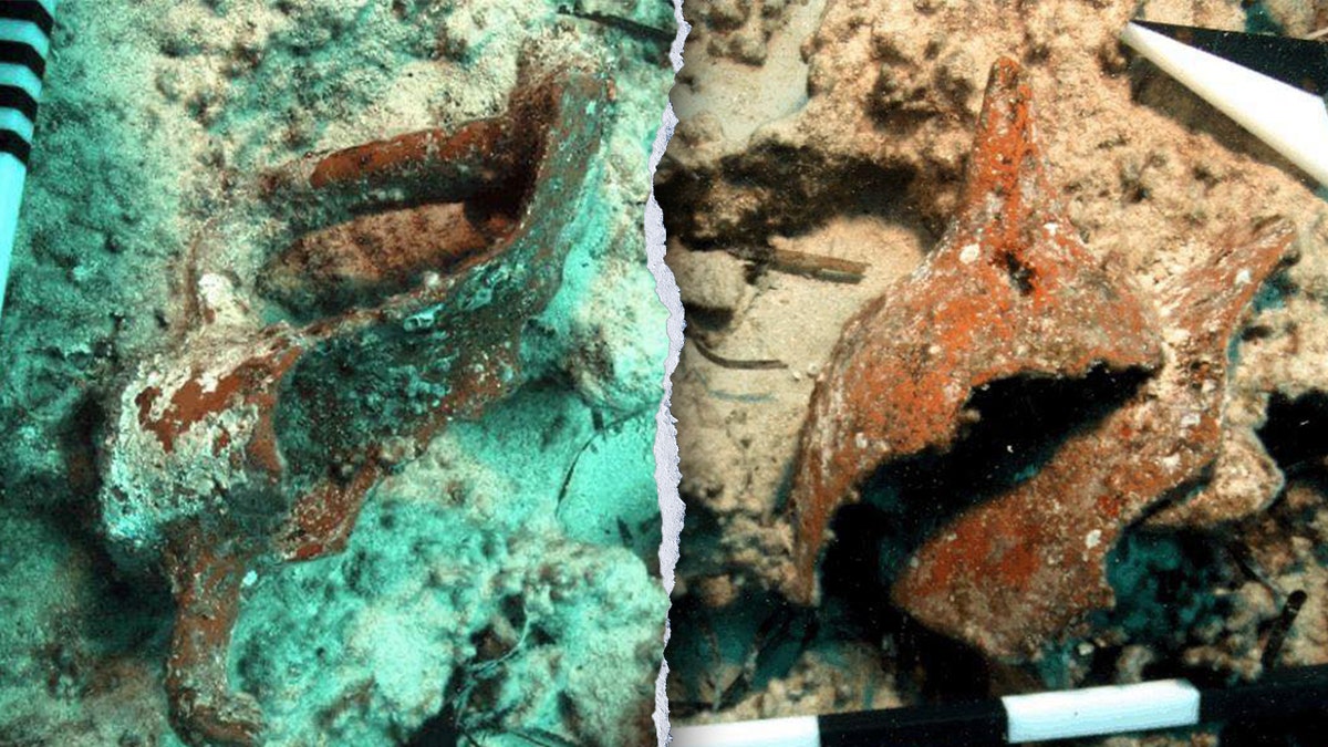 Images of bricks found at site of ancient harbor