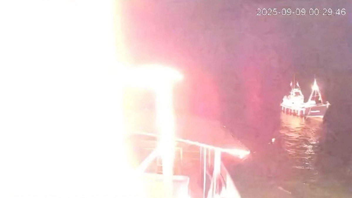 Glow of fire from vessel