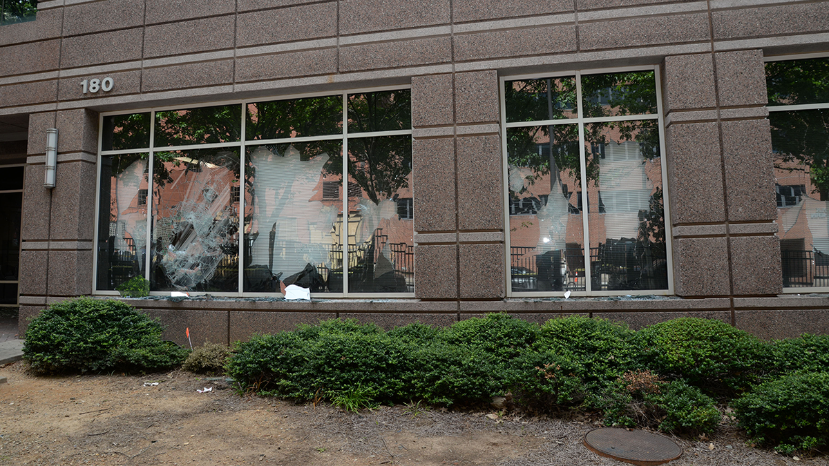 Damage to outside of Atlanta ICE building