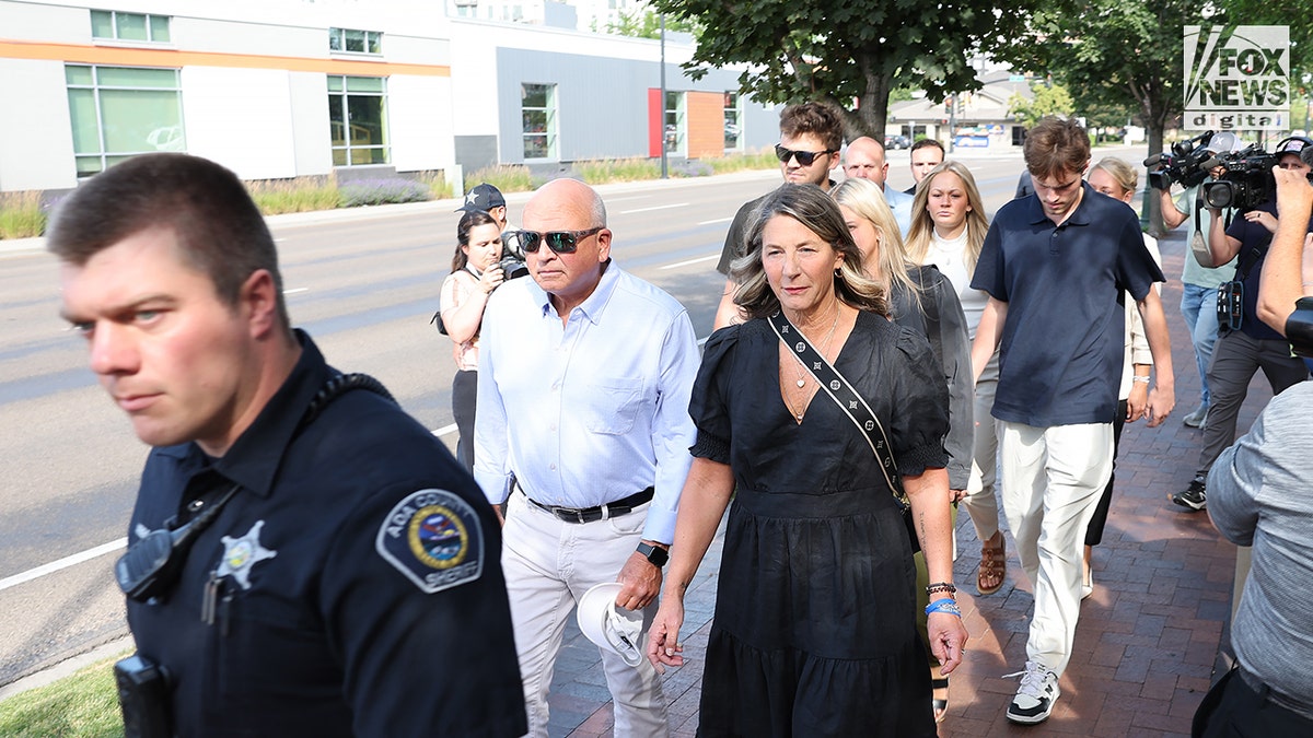 Kohberger victim Ethan Chapin's family arrive at court.