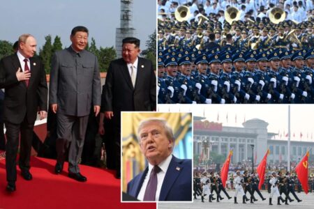 Trump accuses Putin, Kim Jong Un and Xi Jinping of conspiring against the US as they meet at military parade in China 