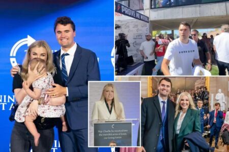 Erika Kirk vows to continue slain husband Charlie’s ‘American Comeback’ college tour this fall and grow the movement: ‘We’ll never surrender’