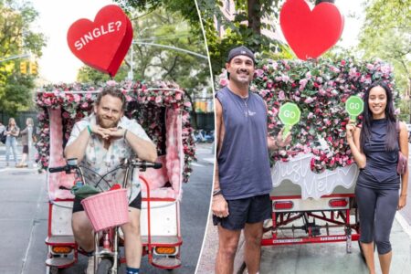 Exclusive | NYC’s mobile matchmaker wants to hook you up with a total stranger in under 10 minutes — from the back of his wild, pink pedicab