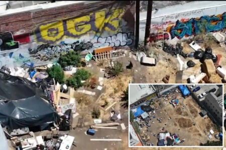 Los Angeles residents fume as sprawling Koreatown homeless encampment turns into ‘city’ with tennis court, garden and BBQ pit