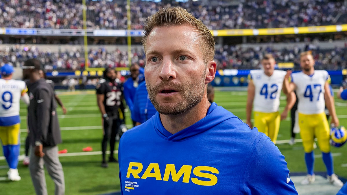 Sean McVay looks on